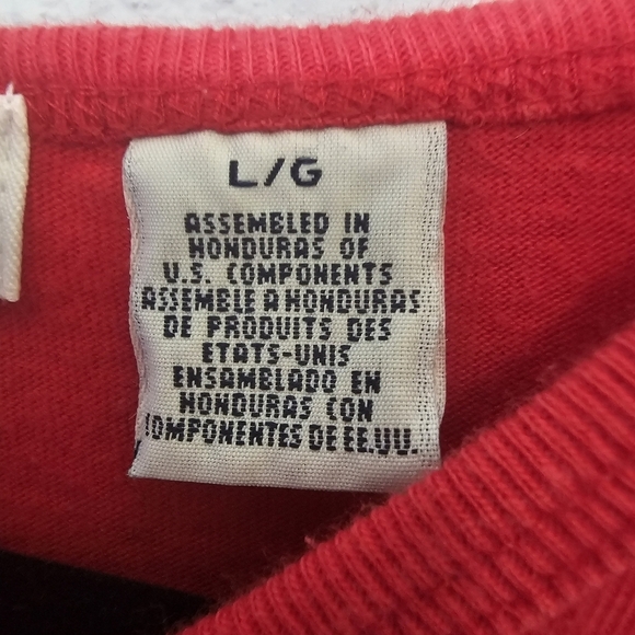 Tommy Hilfiger Womens L Large Red Tee Shirt Short Sleeve Logo Graphic Spellout - Picture 6 of 8